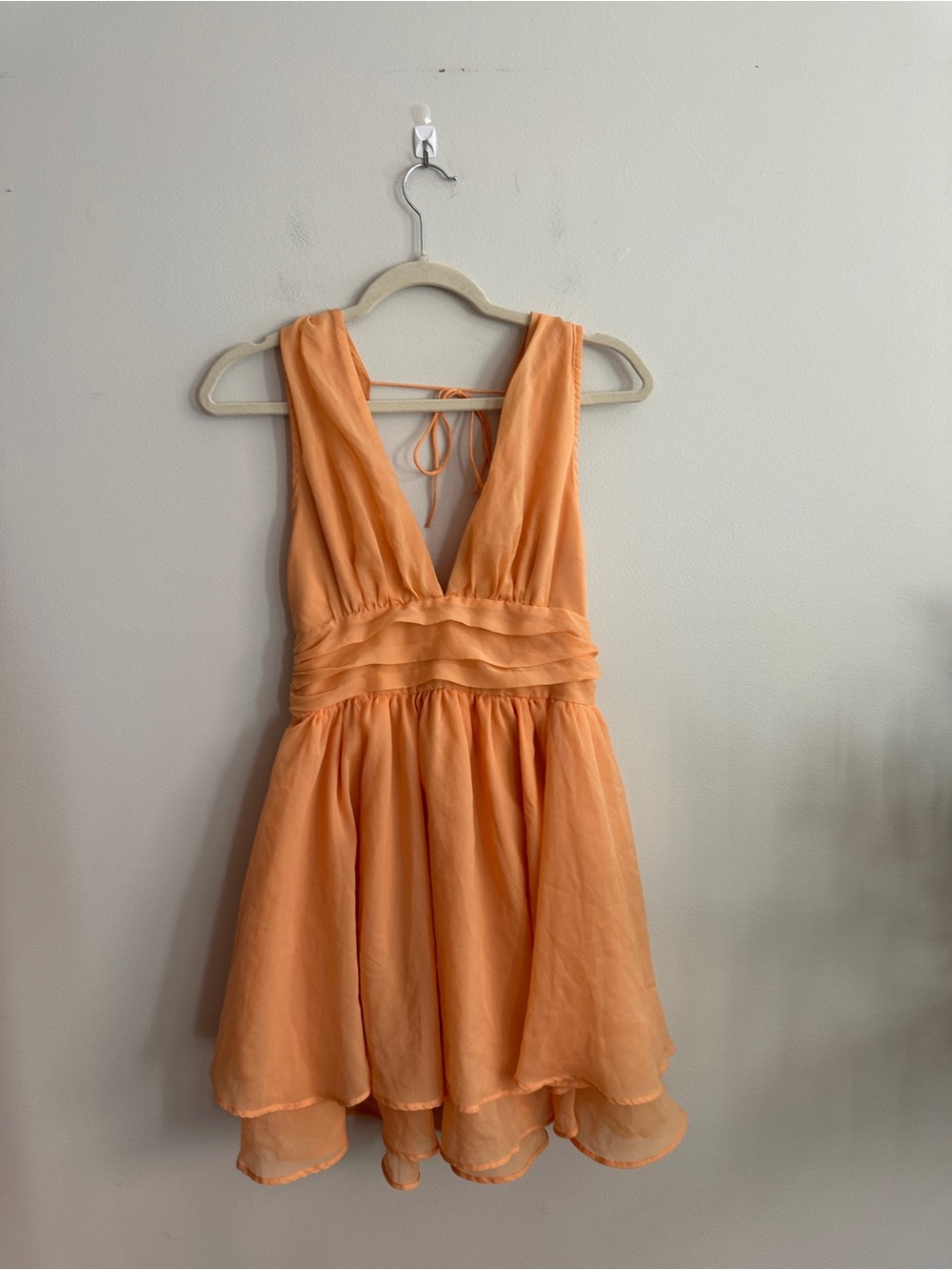 Abercrombie & Fitch Orange Sleeveless V-Neck Plunge Mini Dress SIZE S - Picture 5 of 9